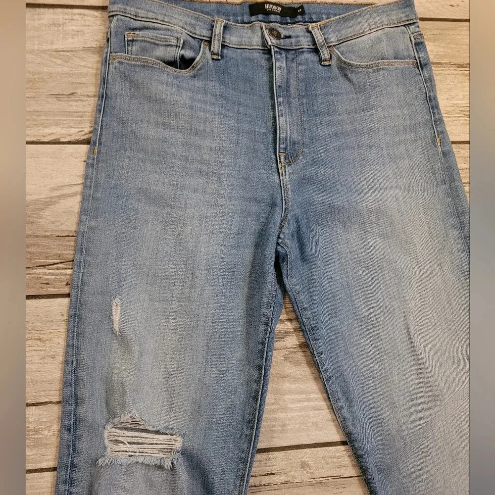HUDSON jeans Women's 29 Barbara straight leg distressed medium blue wash casual - Picture 4 of 12